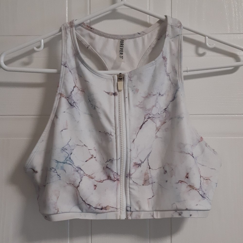 Zipper Highneck Swim Top
